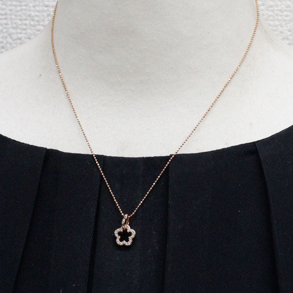 ポンテヴェキオ K18PG ダイヤモンド ペンダントネックレス 0.12ct フラワー ハート