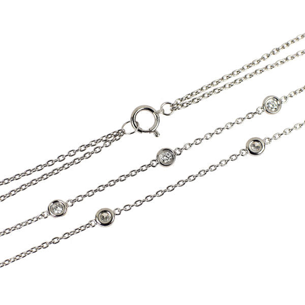 K18WG ダイヤモンド ネックレス 1.10ct 2連ステーション