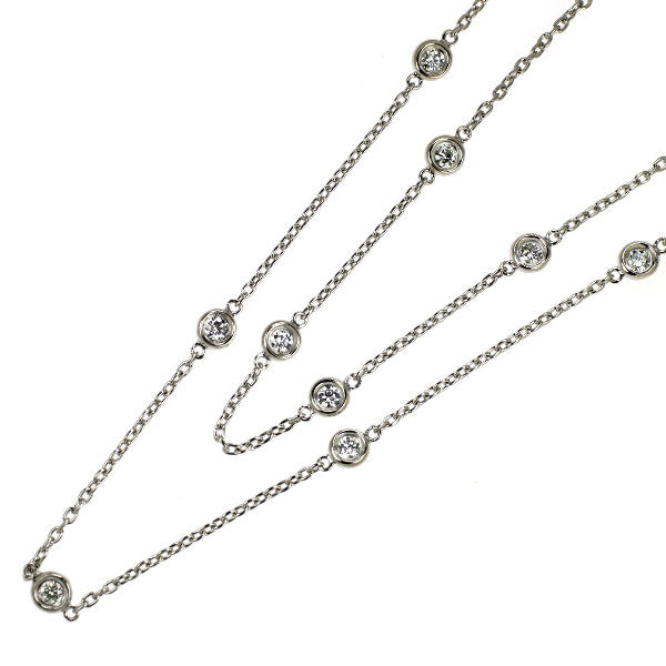 K18WG ダイヤモンド ネックレス 1.10ct 2連ステーション