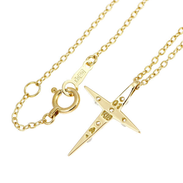 アーカー/ahkah K18YG ダイヤモンド ペンダントネックレス 0.10ct エターナルクロス