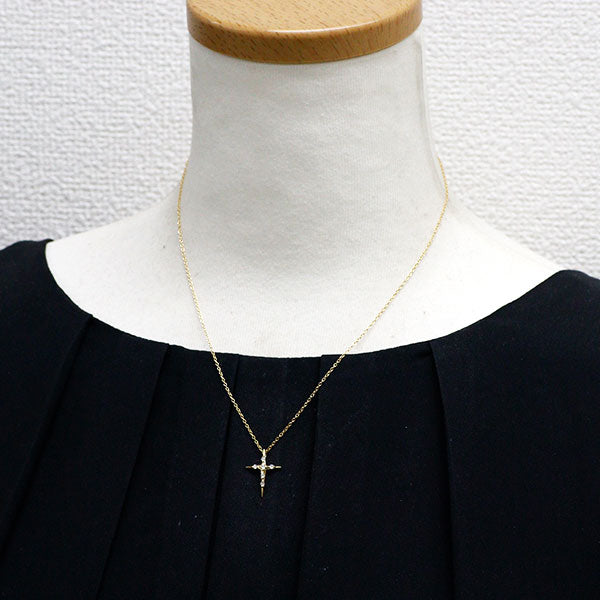 アーカー/ahkah K18YG ダイヤモンド ペンダントネックレス 0.10ct エターナルクロス