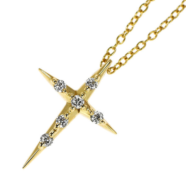 アーカー/ahkah K18YG ダイヤモンド ペンダントネックレス 0.10ct エターナルクロス