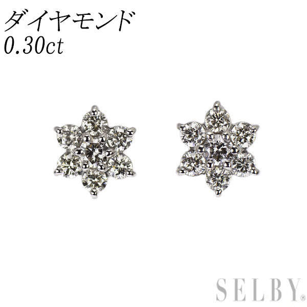 Pt900 ダイヤモンド ピアス 0.30ct フラワー