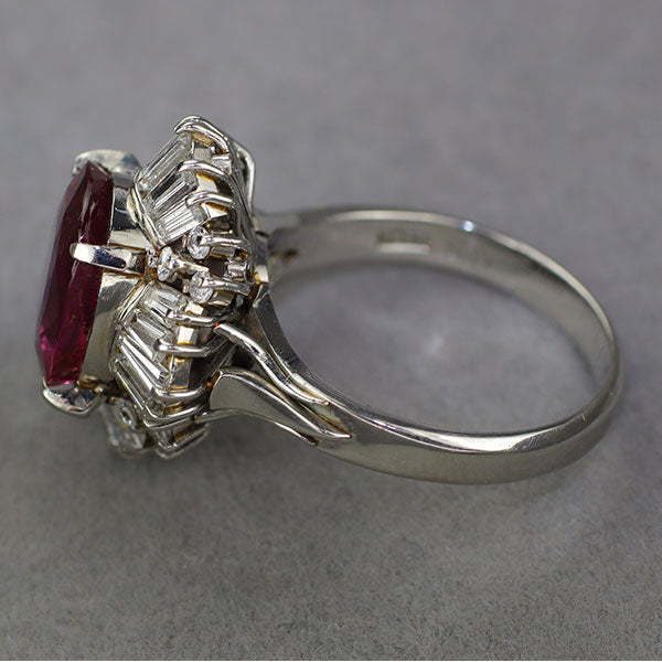 Pt900 GIA産地鑑別書付スリランカ産ルビー ダイヤモンド リング 5.07ct D1.75ct
