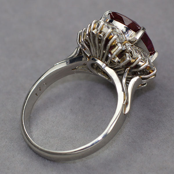 Pt900 GIA産地鑑別書付スリランカ産ルビー ダイヤモンド リング 5.07ct D1.75ct