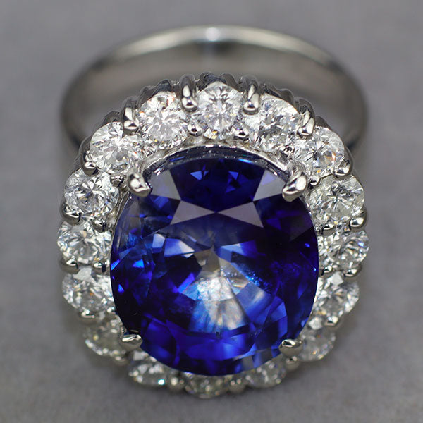 Pt900 鑑別書3冊付 ロイヤルブルータイプブルーサファイア リング 13.989ct D2.15ct