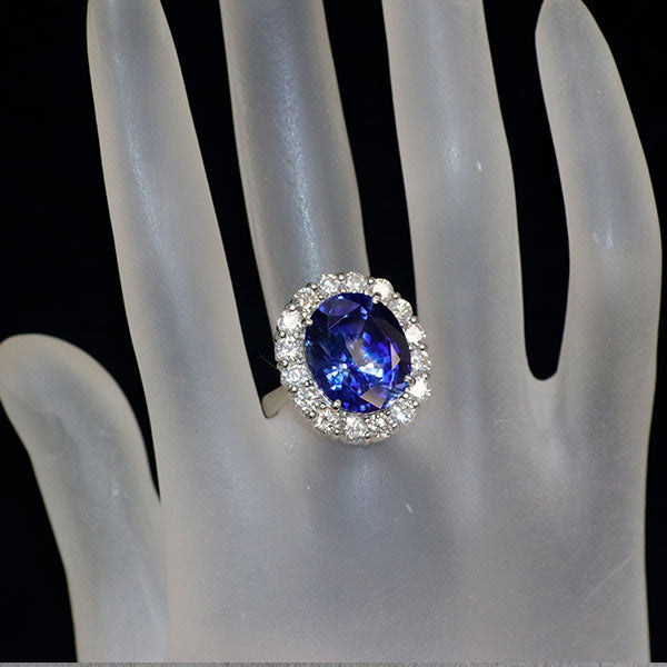 Pt900 鑑別書3冊付 ロイヤルブルータイプブルーサファイア リング 13.989ct D2.15ct