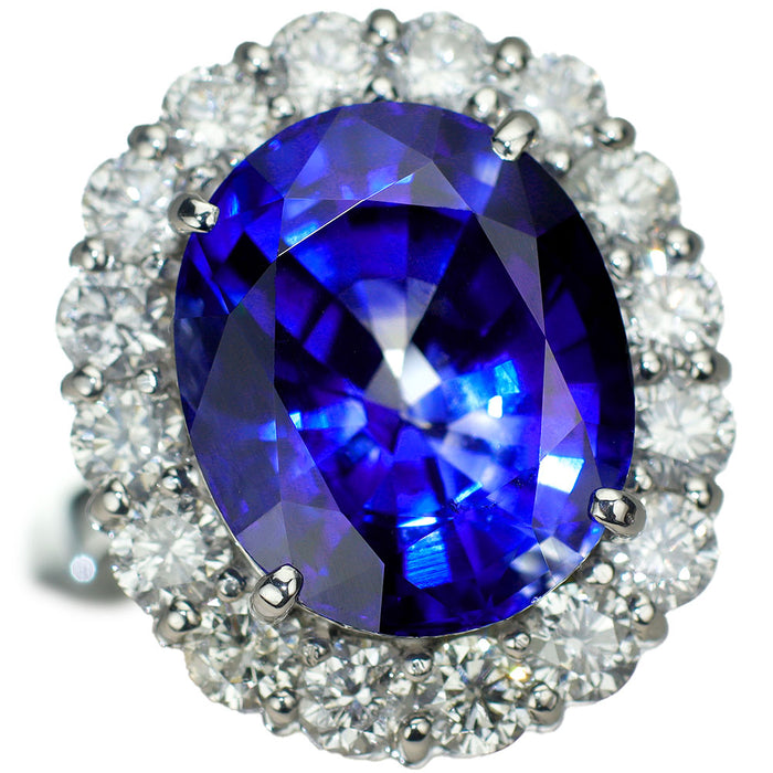 Pt900 鑑別書3冊付 ロイヤルブルータイプブルーサファイア リング 13.989ct D2.15ct
