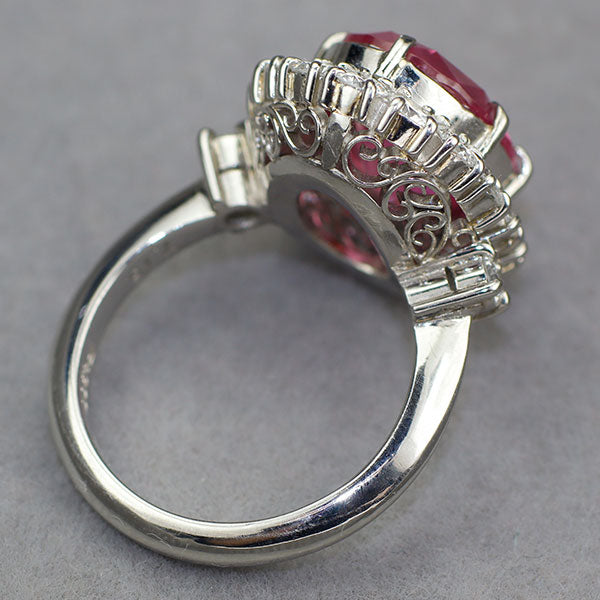 Pt900 GRS産地鑑別書付 ミャンマー/ビルマ産ピンクサファイア ダイヤモンド リング 7.15ct D1.31ct