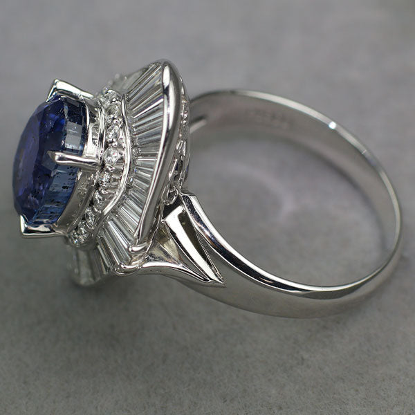Pt900 GIA産地鑑別書付 スリランカ産非加熱カラーチェンジサファイア ダイヤモンド リング 5.719ct D1.38ct