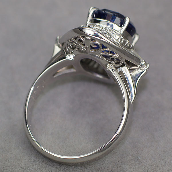 Pt900 GIA産地鑑別書付 スリランカ産非加熱カラーチェンジサファイア ダイヤモンド リング 5.719ct D1.38ct