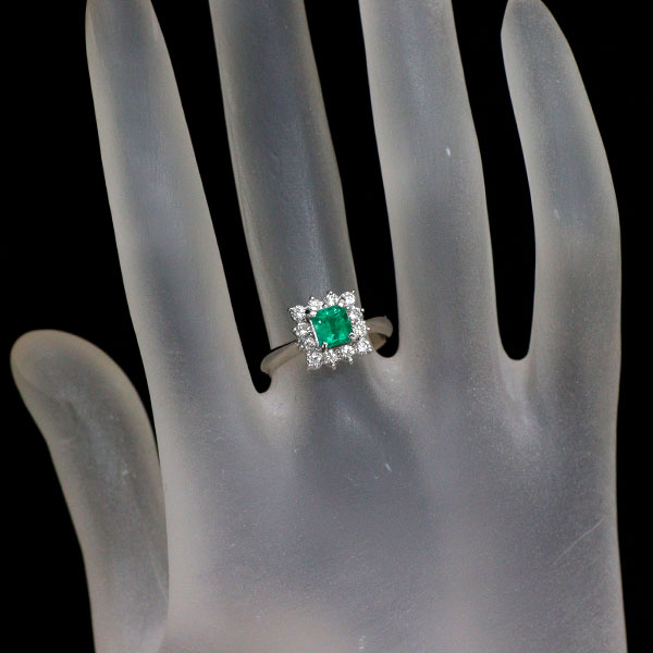 Pt900 エメラルド ダイヤモンド リング 0.59ct D0.43ct