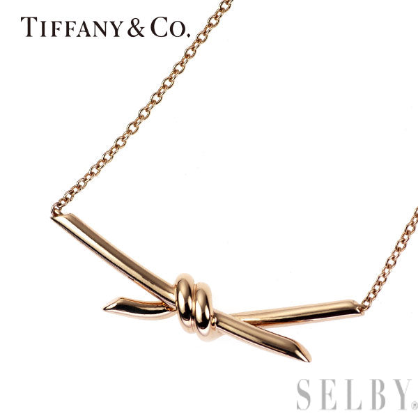 Tiffany & Co. K18PG Pendant Necklace Knot Medium