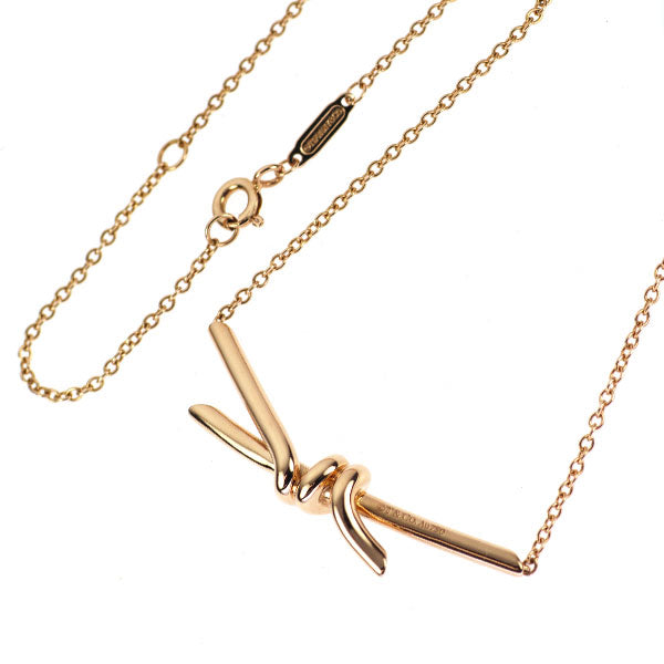 Tiffany & Co. K18PG Pendant Necklace Knot Medium