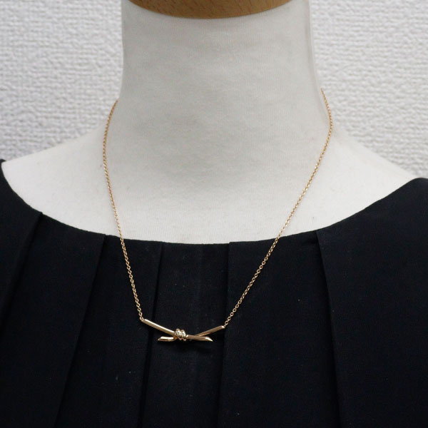 Tiffany & Co. K18PG Pendant Necklace Knot Medium