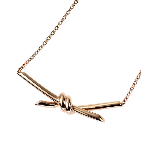 Tiffany & Co. K18PG Pendant Necklace Knot Medium