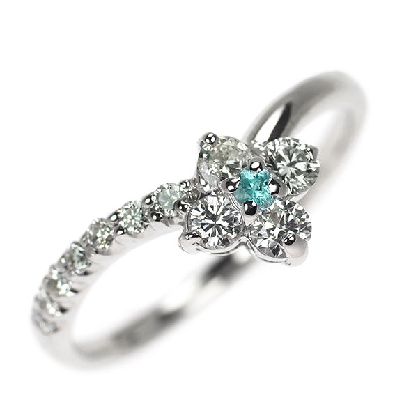 Pt900 パライバトルマリン ダイヤモンド リング 0.03ct D0.37ct 希少
