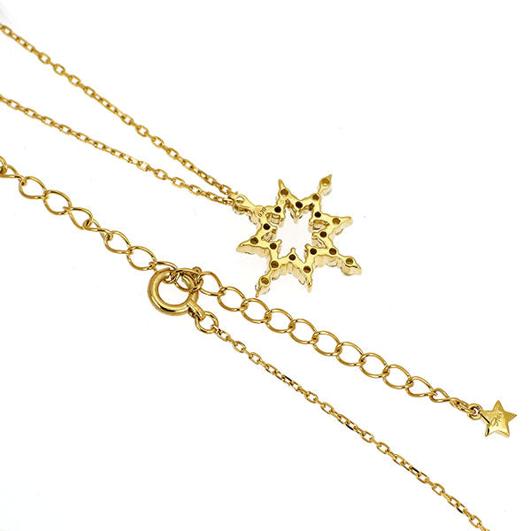 スタージュエリー K18YG ダイヤモンド ペンダントネックレス 0.20ct スター オクタグラム 八芒星