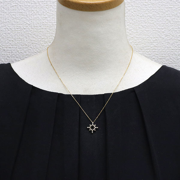 スタージュエリー K18YG ダイヤモンド ペンダントネックレス 0.20ct スター オクタグラム 八芒星