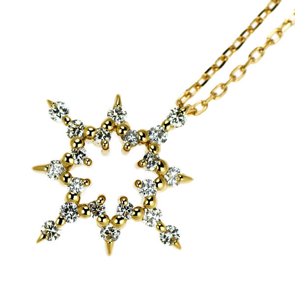 スタージュエリー K18YG ダイヤモンド ペンダントネックレス 0.20ct スター オクタグラム 八芒星