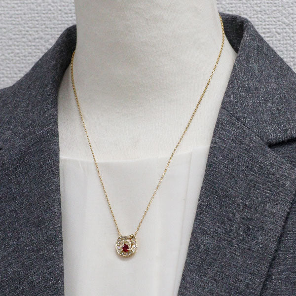 ドクターコパ K18YG ルビー ダイヤモンド ペンダントネックレス 0.45ct D0.46ct 馬蹄 鳥居