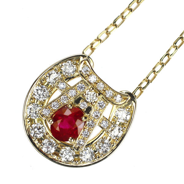 ドクターコパ K18YG ルビー ダイヤモンド ペンダントネックレス 0.45ct D0.46ct 馬蹄 鳥居