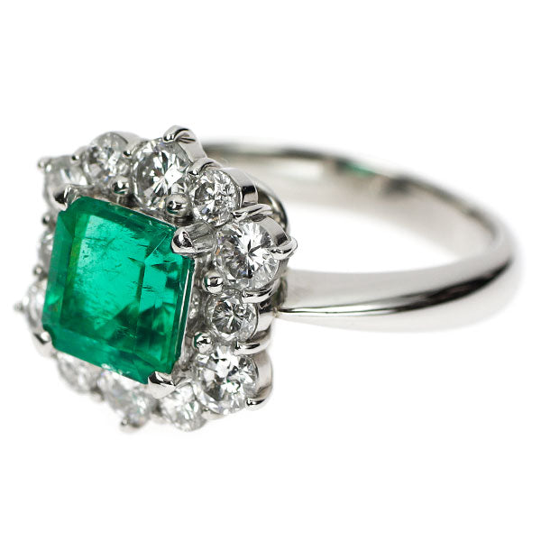 Pt900 エメラルド ダイヤモンド リング 1.74ct D1.065ct
