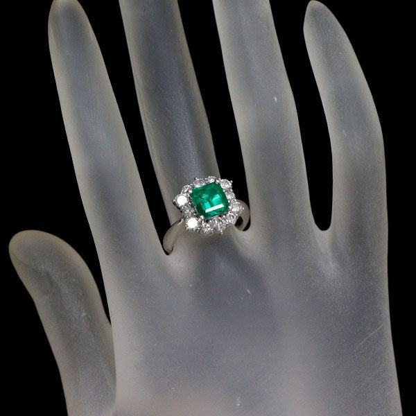 Pt900 エメラルド ダイヤモンド リング 1.74ct D1.065ct