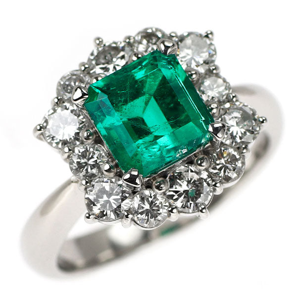 Pt900 エメラルド ダイヤモンド リング 1.74ct D1.065ct