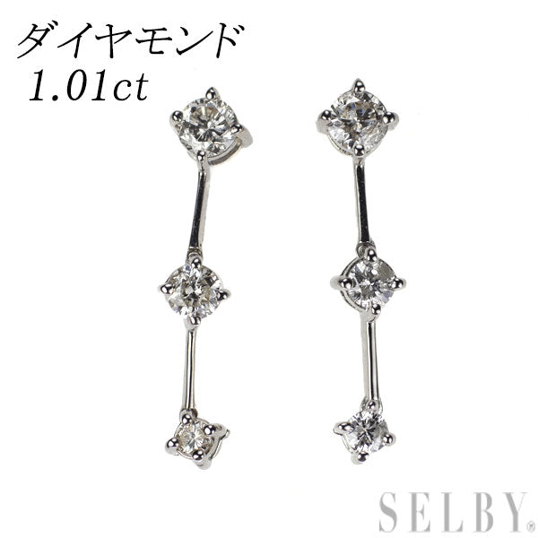 K18WG ダイヤモンド ピアス 1.01ct