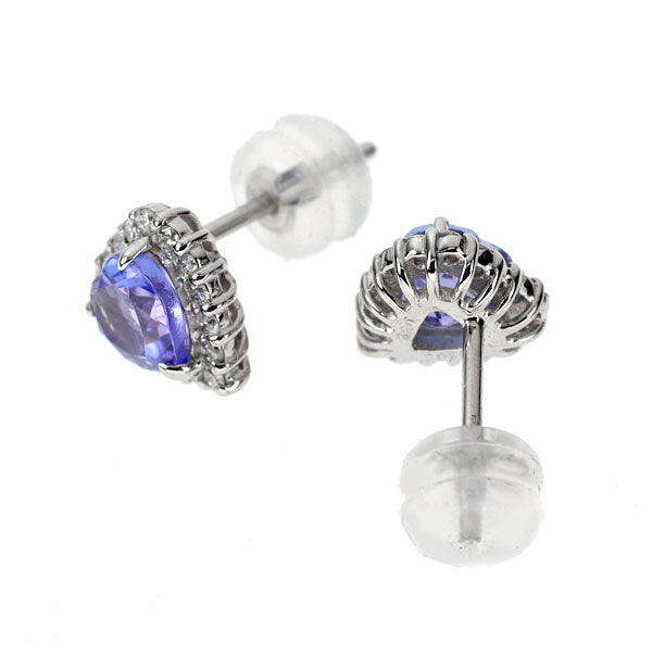K18WG タンザナイト ダイヤモンド ピアス 1.10ct D0.24ct