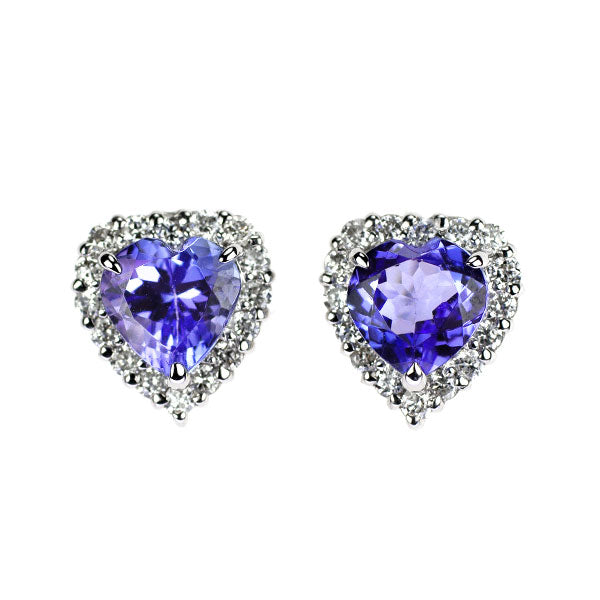K18WG タンザナイト ダイヤモンド ピアス 1.10ct D0.24ct