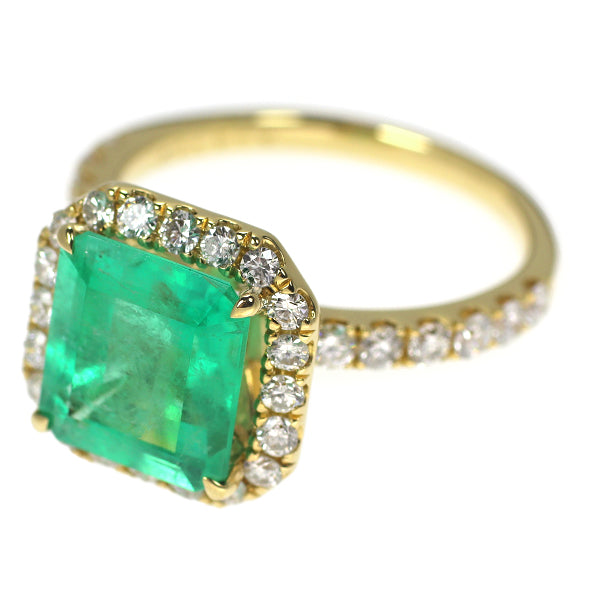 K18YG エメラルド ダイヤモンド リング 3.45ct D0.91ct