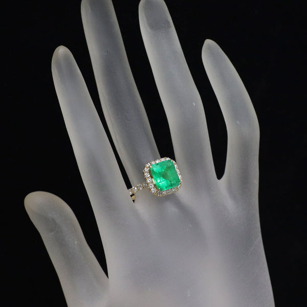 K18YG エメラルド ダイヤモンド リング 3.45ct D0.91ct
