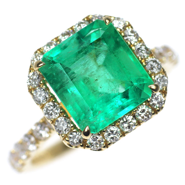 K18YG エメラルド ダイヤモンド リング 3.45ct D0.91ct