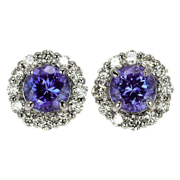 Pt950/Pt900 タンザナイト ダイヤモンド ピアス 2.43ct D0.96ct