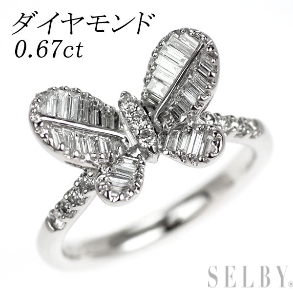 K18WG diamond ring 0.67ct butterfly