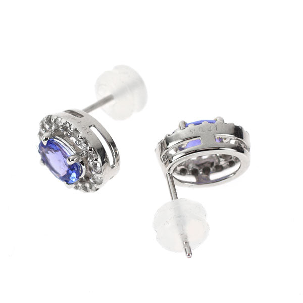 K14WG タンザナイト ダイヤモンド ピアス 0.86ct D0.28ct