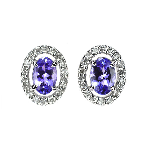 K14WG タンザナイト ダイヤモンド ピアス 0.86ct D0.28ct
