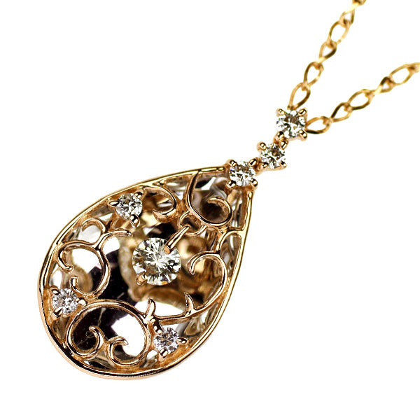 K18WG/PG ダイヤモンド ペンダントネックレス 0.18ct