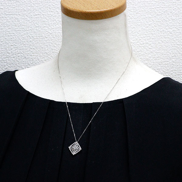 K18WG diamond pendant necklace 1.00ct