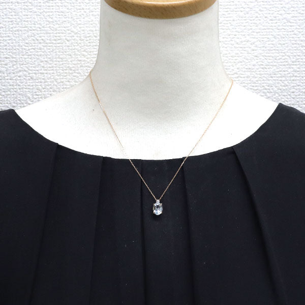 K18PG アクアマリン ダイヤモンド ペンダントネックレス 1.56ct D0.05ct
