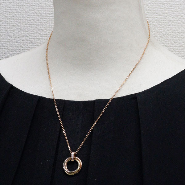 カルティエ K18YG/WG/PG ダイヤモンド ペンダントネックレス トリニティ