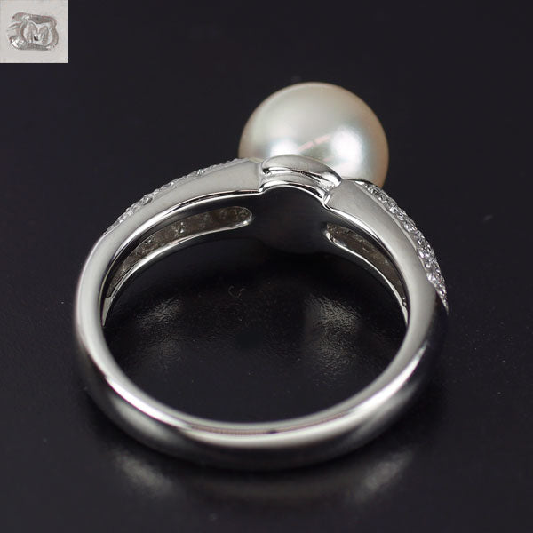 ミキモト Pt950 アコヤ真珠 ダイヤモンド リング 径約8.0mm
