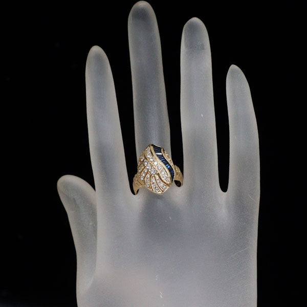 K18YG サファイア ダイヤモンド リング 0.87ct D0.57ct