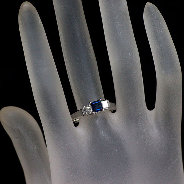 Pt900 サファイア ダイヤモンド リング 0.69ct DS0.33ct