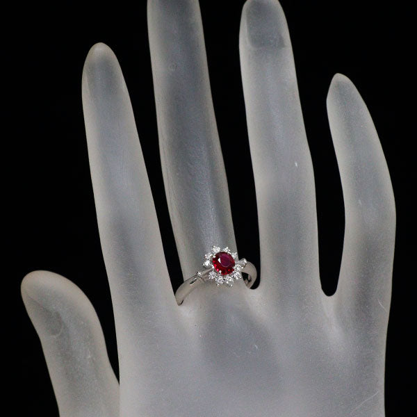 銀座ミワ Pt900 ルビー ダイヤモンド リング 0.57ct D0.30ct