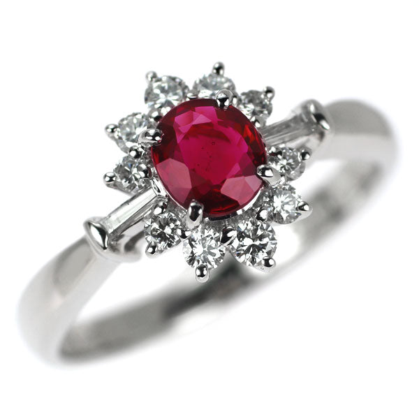 銀座ミワ Pt900 ルビー ダイヤモンド リング 0.57ct D0.30ct