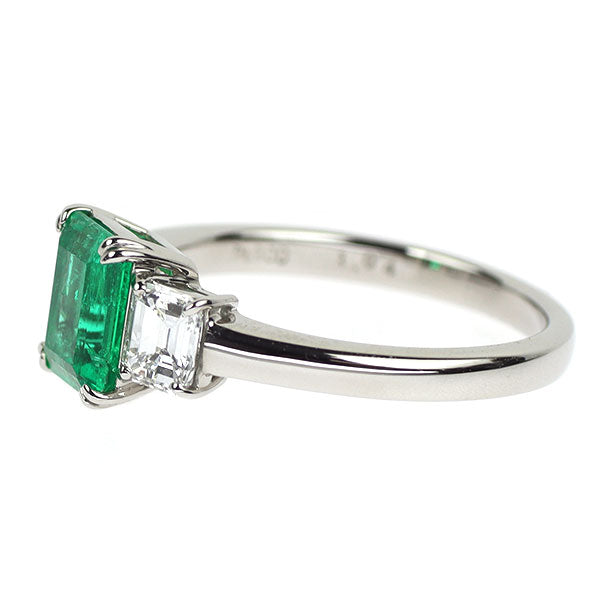 Pt900 エメラルド ダイヤモンド リング 1.04ct D0.594ct