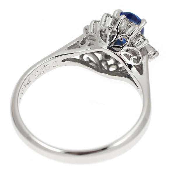 Pt900 サファイア ダイヤモンド リング 0.66ct D0.25ct